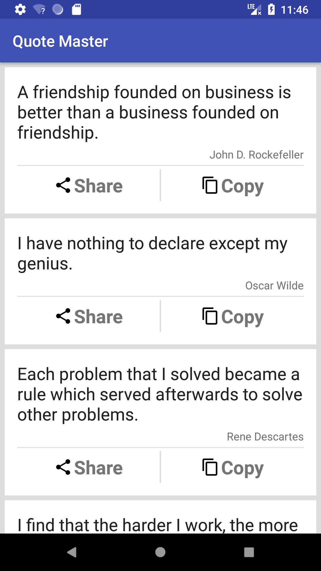 Application Running Screenshot on Emulator