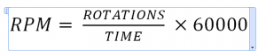 RPM = (rotations/time) * 60000;