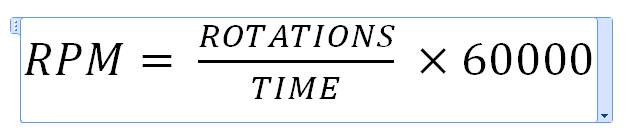 RPM = (rotations/time) * 60000;