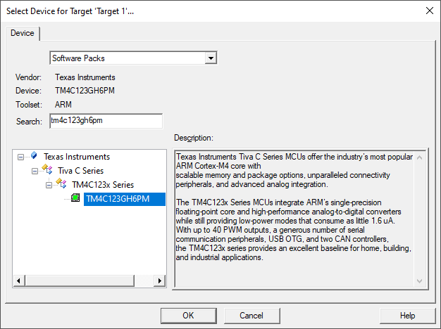 Tiva C TM4C123GH6PM microcontroller Project Creation in Keil uVision 5