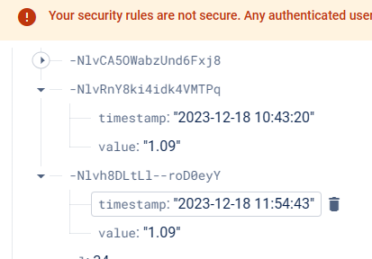 Firebase Realtime database Log entries