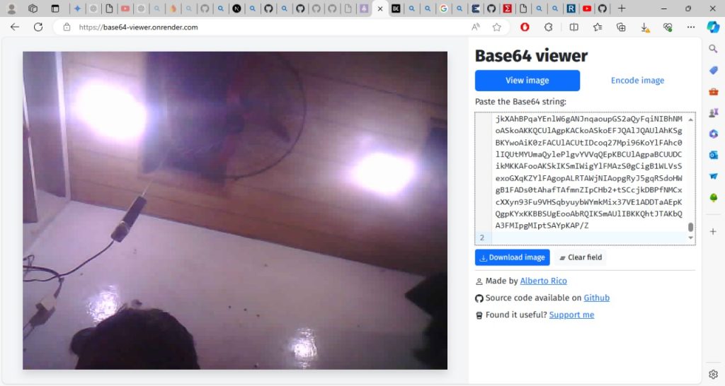 esp32 cam image to base64 encoding 