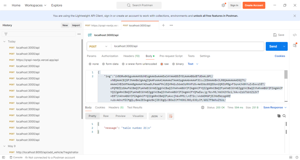 qr code decoding api testing in next js 14 app router