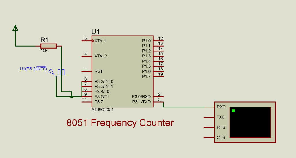 8051 frequency counter proteus simulation